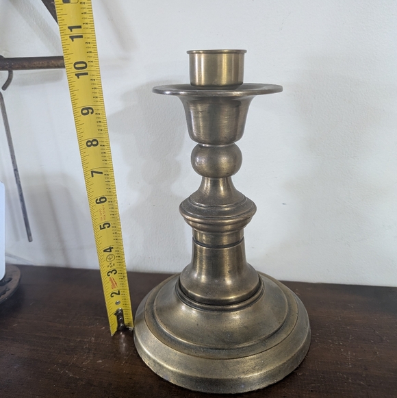 Vintage Heavy Solid Brass Candlestick Classic Turned Baluster Design Victorian